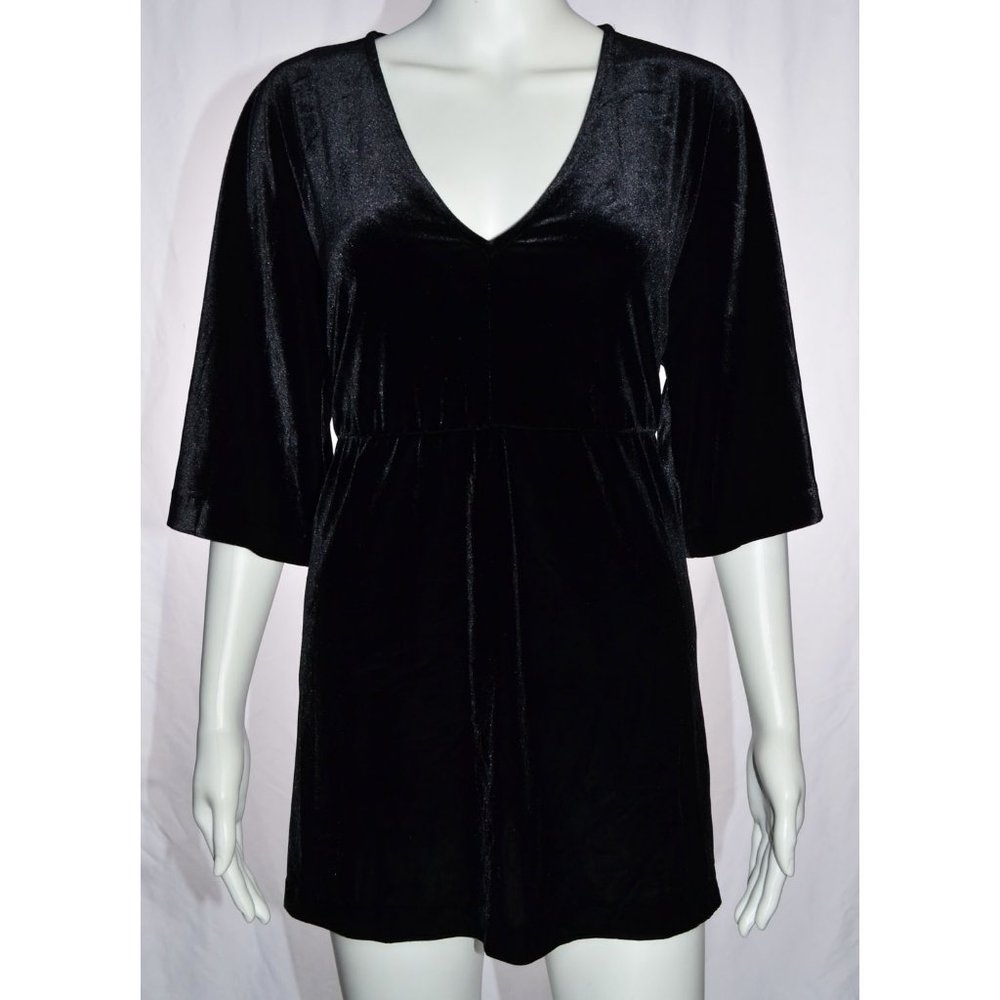 A Pea In The Pod Velvet V-Neck Waist Tie Maternity Top Black Size S